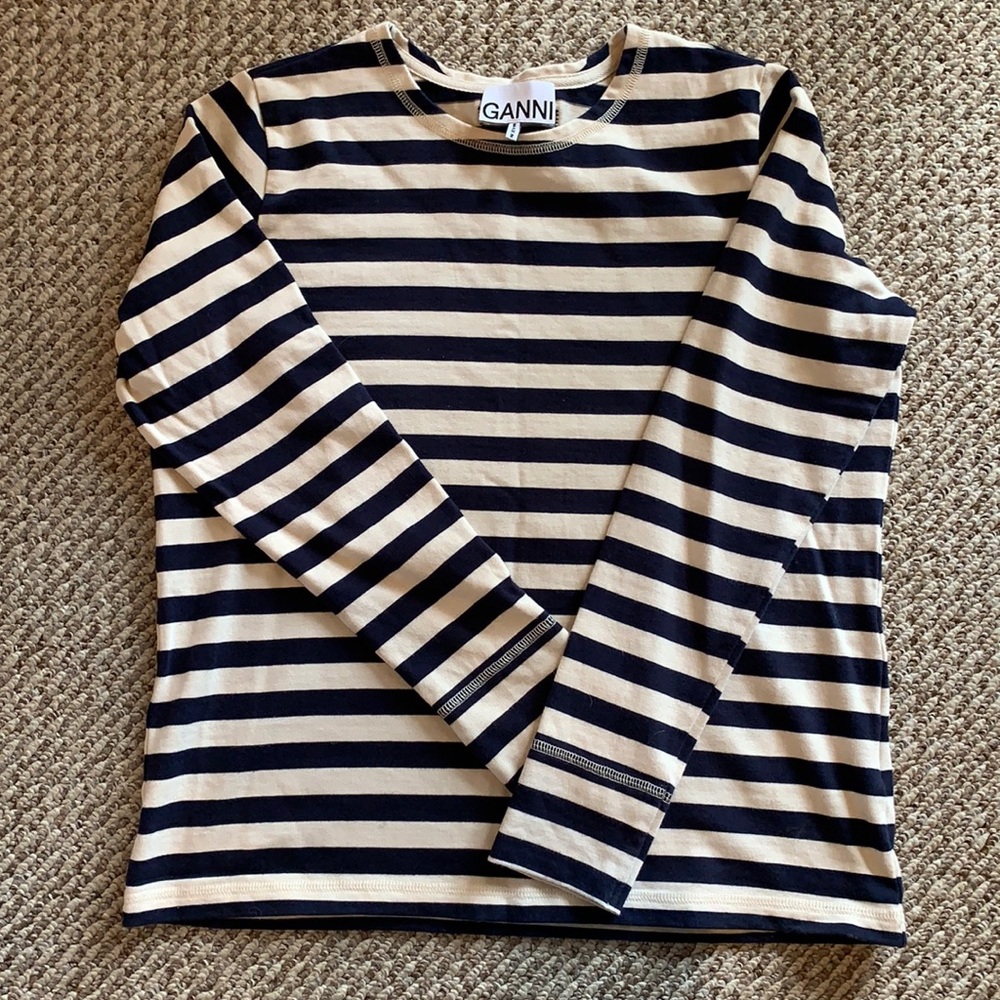 Ganni stripe long sleeve T shirt Small